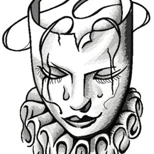 Sad Arlekin mask embroidery design
