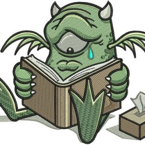Sad book embroidery design