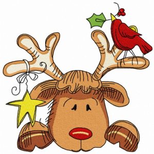 Sad Christmas deer 2 embroidery design