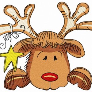 Sad Christmas deer embroidery design