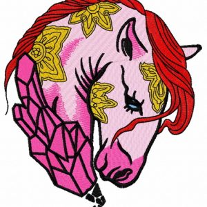 Sad crystal horse embroidery design