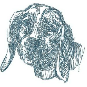 Sad dog embroidery design