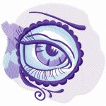 Sad eye in circle embroidery design