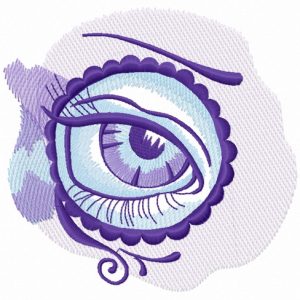 Sad eye in circle embroidery design