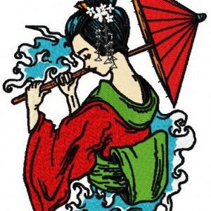 Sad geisha embroidery design
