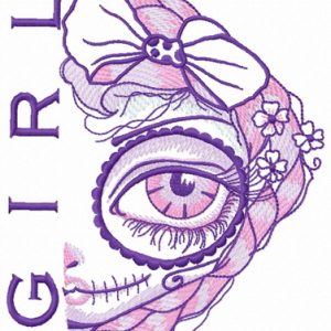 Sad girl embroidery design