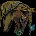 Sad horse embroidery design
