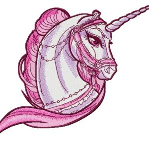 Sad pink unicorn embroidery design
