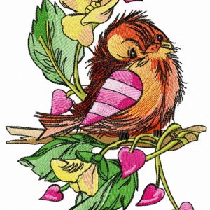 Sad sparrow embroidery design