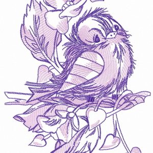 Sad sparrow purple gamma embroidery design