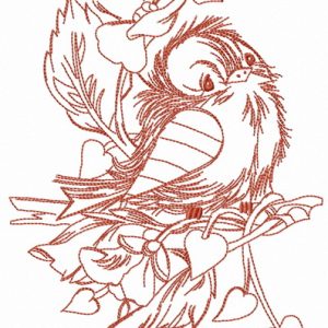 Sad sparrow sketch embroidery design