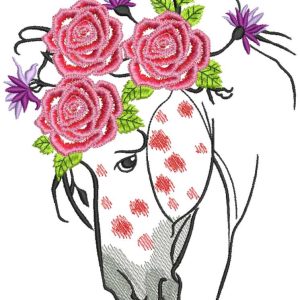Sad spotted horse embroidery design