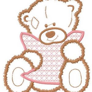 Sad teddy applique embroidery design
