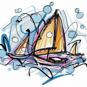 Sailboats embroidery design