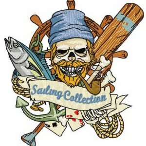 Sailing collection embroidery design