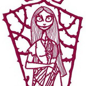 Sally waiting at home embroidery design