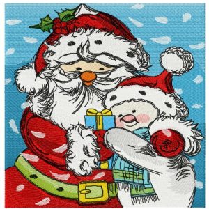 Santa and snowman embroidery design