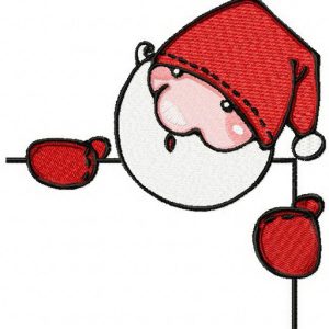 Santa behind a corner embroidery design