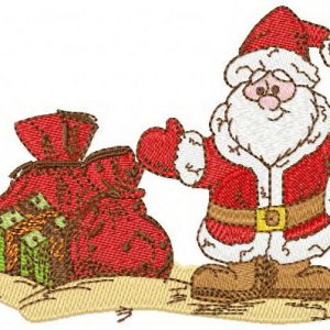 Santa Claus with Christmas gifts 2 embroidery design