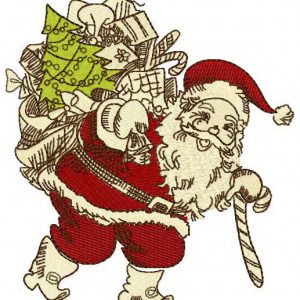Santa Claus with presents embroidery design