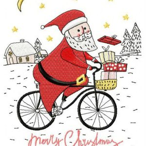 Santa cycling 2 embroidery design