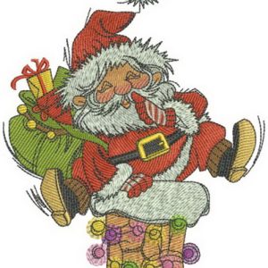 Santa near chimney embroidery design