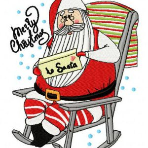 Santa reading letter embroidery design