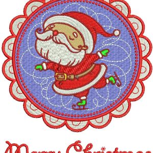 Santa skating badge embroidery design
