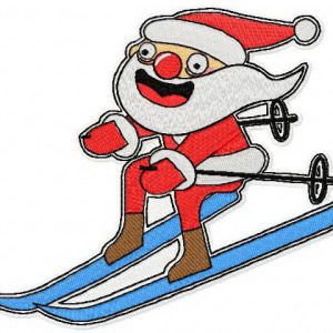 Santa skiing embroidery design