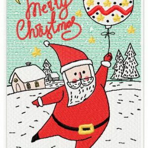 Santa with balloon embroidery design