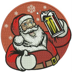 Santa with beer embroidery design