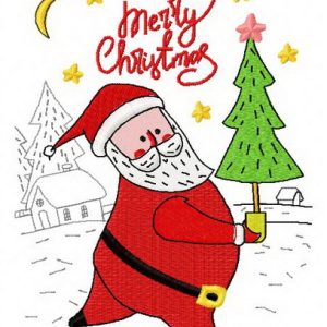 Santa with fir-tree 2 embroidery design