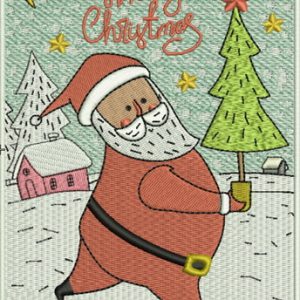 Santa with fir-tree embroidery design