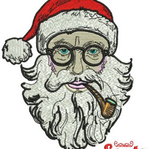 Santa with tobacco pipe embroidery design