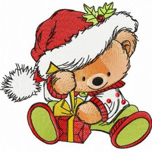 Santa's gift for teddy bear embroidery design