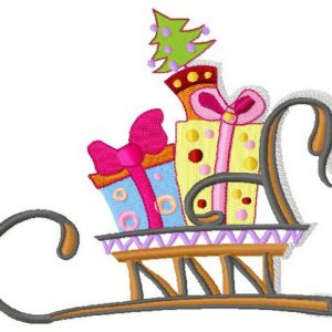Santa's sledge embroidery design