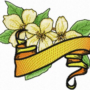 Saringa Flower with Banner embroidery design