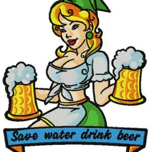 Save water drink beer embroidery design