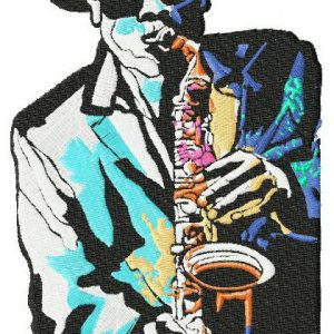 Saxophonist elevate Jazz embroidery design