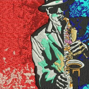 Saxophonist embroidery design