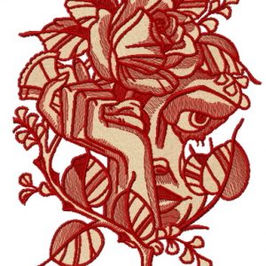 Scared face embroidery design