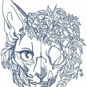 Scary cat embroidery design