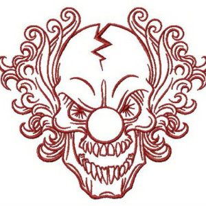 Scary clown embroidery design