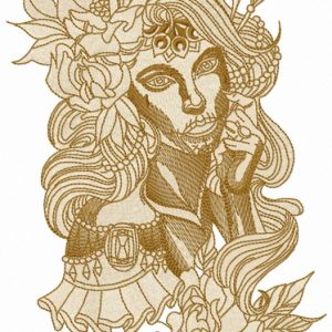 Scary spanish beauty embroidery design