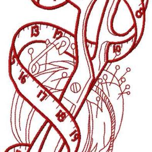 Scissors, measure and needle bar embroidery design