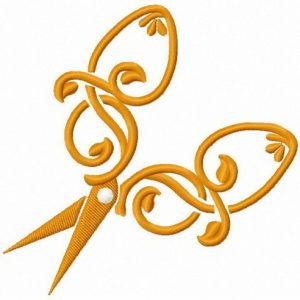 Scissors with leaf motif embroidery design