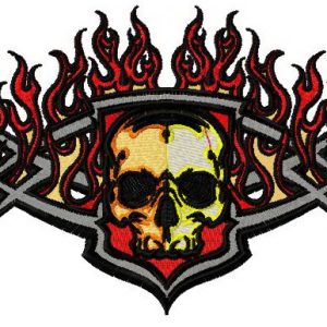 Scull in flame embroidery design