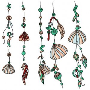 Sea shell decoration embroidery design