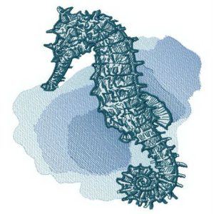 Seahorse at sea depth embroidery design