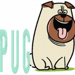Pug Mel embroidery design